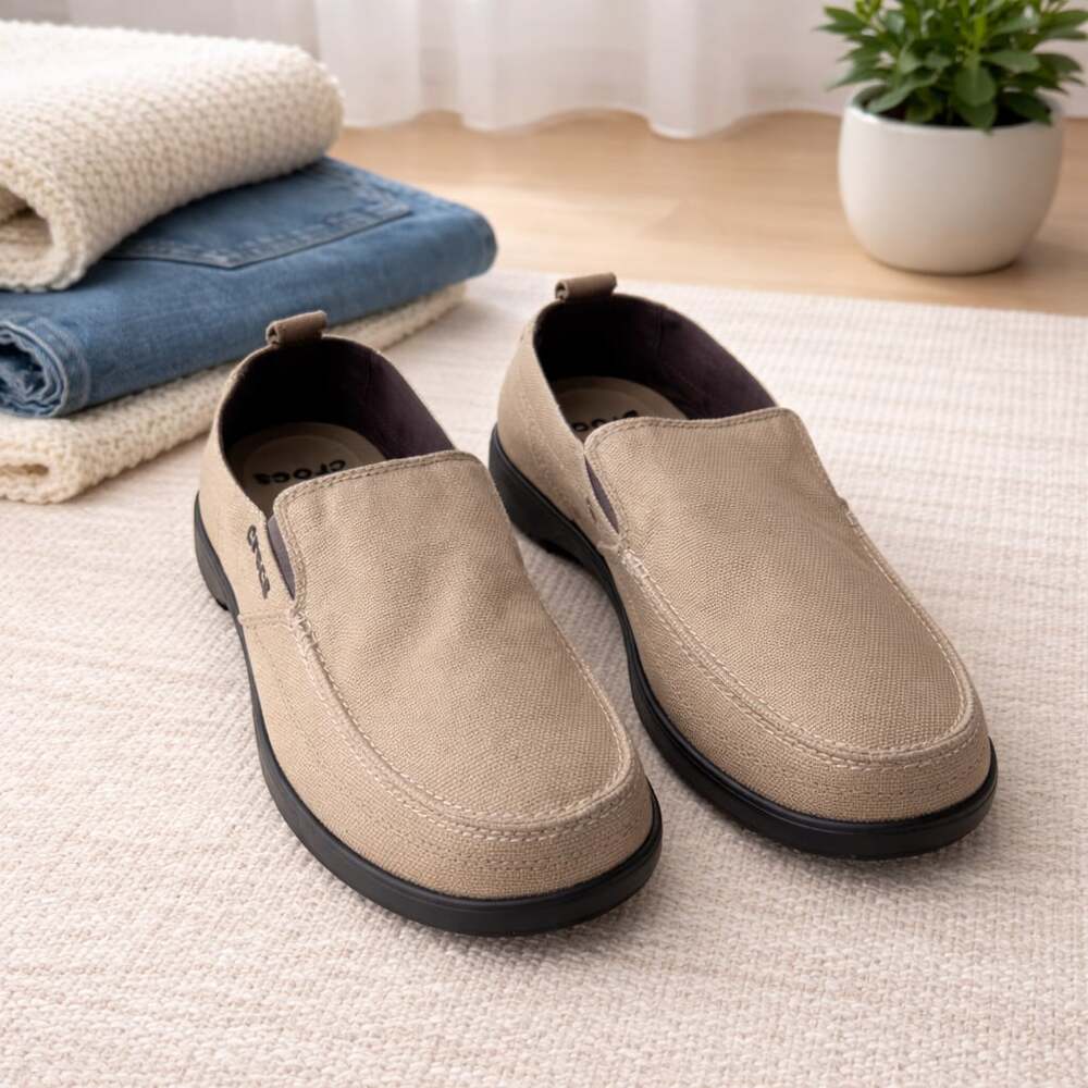 Crocs Walu Canvas Slip On Loafers Khaki Comfort Casual Mens Size 12